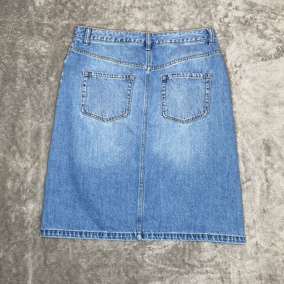 Patchwork Tri Denim Medium Wash Midi Skirt - Picture 4 of 10